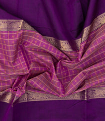 Pink Handloom Silk Cotton Saree With Checks-SC4285