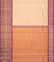 Peach Handloom Korvai Kanchipuram Silk Saree With Half Diamond Motifs-KA16723