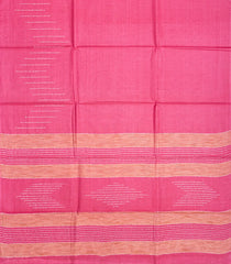 Bubble Gum Pink Woven Tussar Silk Saree With Chevron Stripes-BubbleGum Pink