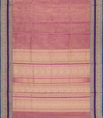 Peach Handloom Silk Cotton Saree With Stripes & Contrast Border-SC4561