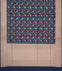 Navy Blue Handloom Banarasi Silk Saree With Meena Floral Motifs-BE1770