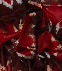 Red & Maroon Handloom Banarasi Organza Silk Saree With Floral Motifs-BE1717