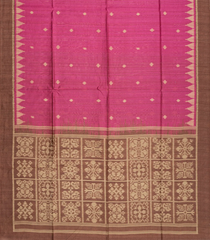 Hot Pink Woven Synthetic Dupion Saree With Floral Motifs & Contrast Border-BL4531