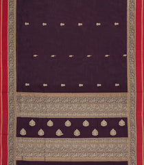 Burgundy Handloom Silk Cotton Saree With Buttas-SC4326