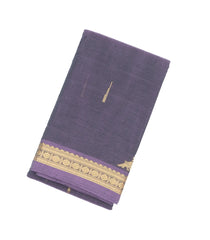 Dark Grey Handloom Kanchi Cotton Saree With Kamalam Buttas