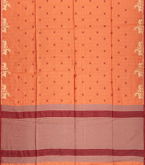 Orange Woven Synthetic Dola Saree With Floral & Deer Motifs-BL4497