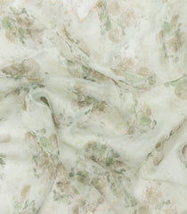 Light Green Woven Blended Chiffon Saree With Printed Floral Motifs & Embroidered Selvage-EN1914