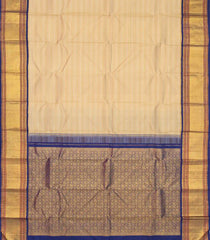 Taupe Handloom Korvai Kanchipuram Silk Saree With Stripes-KA12768