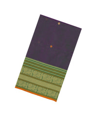 Purple Handloom Silk Cotton Saree With Buttas-SC4315