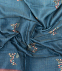 Blue Printed Synthetic  Dola Silk Saree With Zari Stripes & Border-SY0068