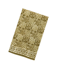 Olive Green Printed Jaipur Cotton Saree With Floral Motifs-JC1513
