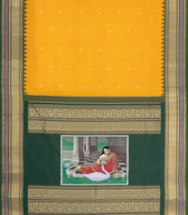 Mustard Handloom Korvai Kanchipuram Silk Saree With Zari Buttas-KA16159