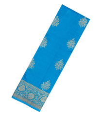 Sky Blue Woven Tussar Silk Saree With Floral Buttas-TU3588