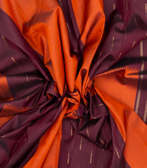 Orange & Maroon Handloom Korvai Kanchipuram Half & Half Silk Saree With Buttas-KA13020