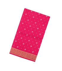 Red Printed Synthetic Dola Silk Saree With Zari Stripes & Border-SY0391