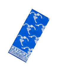 Blue Woven Dupion Silk Saree With Floral Buttas-DS0514