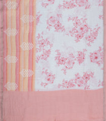 Pink Handloom Linen Saree With Printed & Embroidered Floral Motifs-LI0770