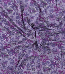 Lilac Printed Crepe Silk Saree With Floral Motifs-PS0887