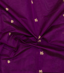 Dark Purple Handloom Silk Cotton Saree With Zari Buttas & Contrast Border-SC4809