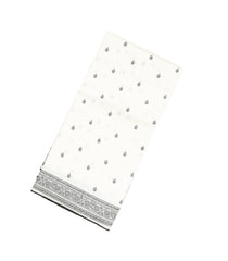 White Handloom Tussar Silk Saree With Printed Floral Motifs-TU2692