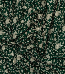 Dark Green Woven Synthetic Blended Saree With Embroidered Motifs-EN2037