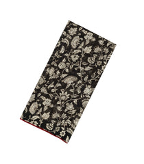 Black Woven Linen Saree With Printed Floral Vine Motifs -LI0648
