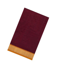 Maroon Handloom Silk Cotton Saree With Contrast Border-SC4705