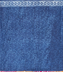 Indigo Printed Jaipur Cotton Saree With Tie & Dye Motifs-JC1847