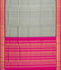 Black & White Handloom Korvai Silk Cotton Saree With Checks-SC4968