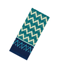 Cyan Printed Jaipur Cotton Saree With Chevron Motifs-JC1902
