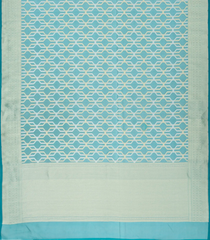Aquamarine Handloom Organza Soft Silk Saree With Geometric Jaal Motifs-SO4069