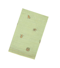 Light Green Embroidered Synthetic Linen Saree With Elephant Motifs-SY0564