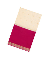 Cream Woven Blended Viscose Saree With Zari Buttas-BL5627
