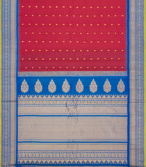 Crimson Handloom Gadwal SICO Saree With Cotton Body & Silk Border-GA0324
