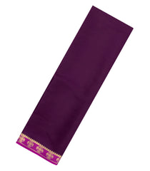 Dark Burgundy Woven Mysore Silk Saree With Contrast Zari Border-MS3789