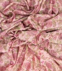 Baby Pink Handloom Chanderi Cotton Saree With Printed Floral Motifs-CC1252