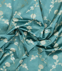 Light Blue Woven Dupion Silk Saree With Floral Buttas-DS0577