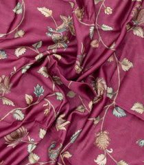 Chesnutt Pink Printed Tussar Silk Saree With Floral Motifs-TU3669