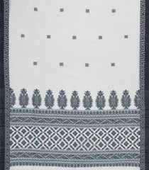 White Handloom Bengal Cotton Saree With Buttas-BG1613