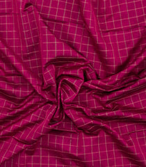 Magenta Handloom Maheswari Silk Cotton Saree With Checks & Contrast-SC4895
