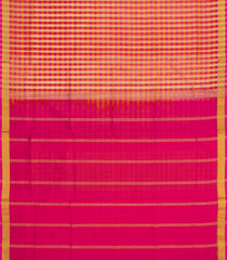 Pink & White Handloom Silk Cotton Saree With Checks & Zari Border-SC4618