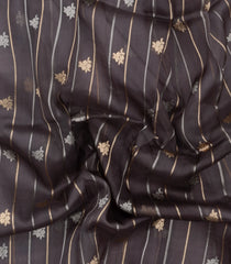 Black Woven Pure Organza Silk Saree With Zari Stripes & Buttas-KS1074