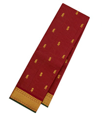 Maroon Handloom Kanchipuram Silk Saree With Zari Stripes-KA15299