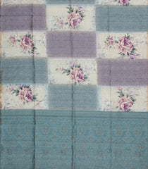 Cyan Woven Synthetic Dola Silk Saree With Woven & Printed Floral Motifs-BL4662