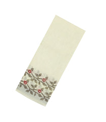 Off White Printed Synthetics Linen Saree With Floral Motifs-BL5238