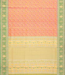 Peach Handloom Kanchipuram Tissue Silk Saree With Meena Floral Motifs & Contrast Border-KA13519