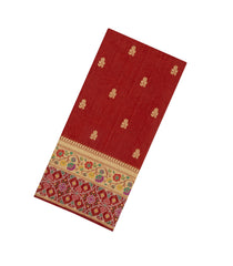 Red Woven Art Dupion Saree With Buttas & Tie and Dye Border-BL5910