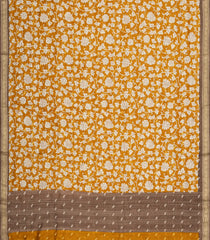 Mustard Printed Tussar Silk Saree With Floral Motifs-TU3623