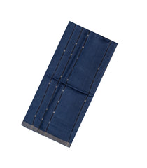 Navy Blue Printed Tussar Silk Saree With Stripes & Printed Pallu-TU3654