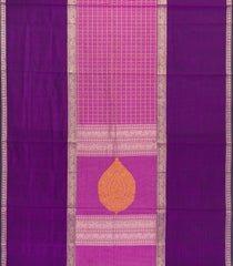 Pink Handloom Silk Cotton Saree With Checks-SC4285